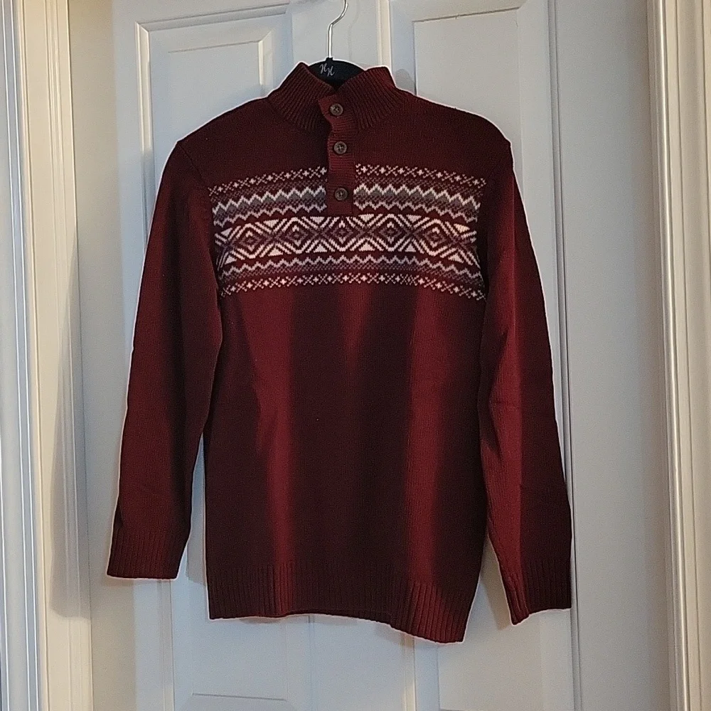 Childrens place burgandy and white sweater large 10/12